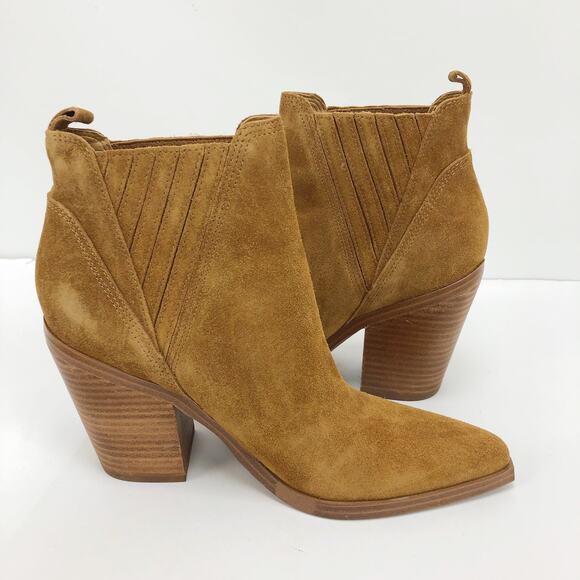 Marc Fisher Womens Gadri Booties 11 M Tan Suede Pointed Toe Heel Suede NWOB - Picture 2 of 10